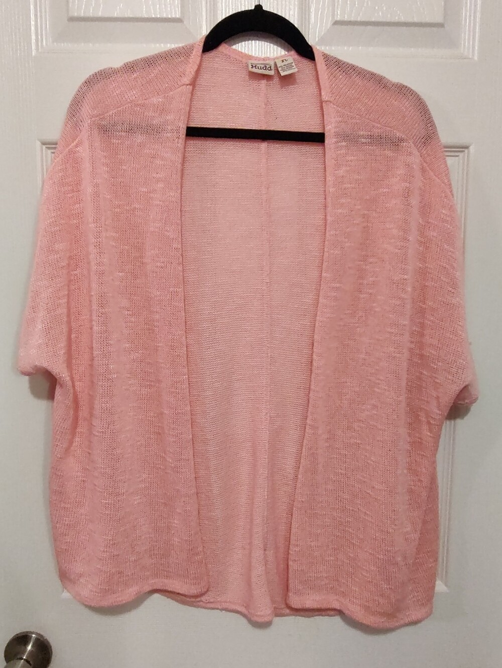 Mudd Open-Front Light Pink Knit Cardigan